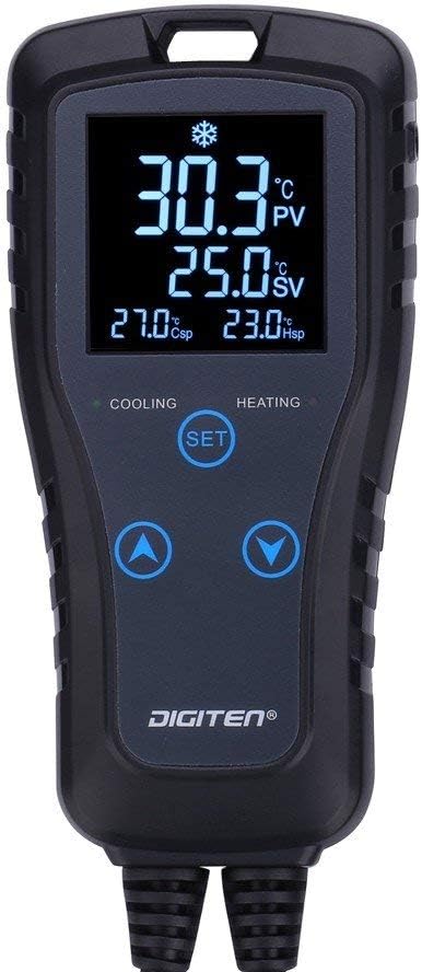 DIGITEN Temperature Controller DTC102 Thermostat Outlet 2-Stage Temperature Controlled Outlet Heat Mat Thermostat Greenhouse Thermostat 110V Plug-in Temperature Controller Reptile Thermostat Black