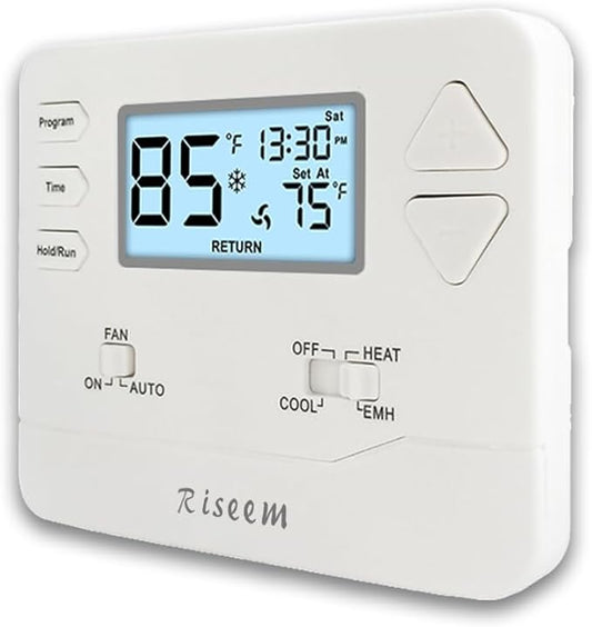 Thermostat for Heat Pump,Programmable Thermostat for House,Single-Stage Systems,2 Heat/1 Cool Heat Pump Or 1 Heat/1 Cool,Easy DIY Install,White Backlight