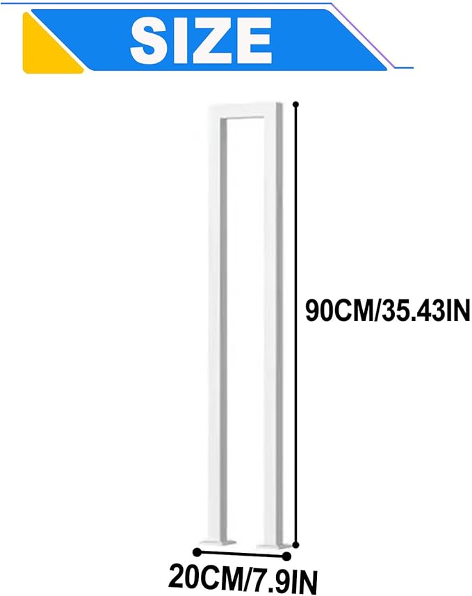 2Pcs U-Shaped Handrails for Steps, 7.9x35.4in Matte White Hand Rails for Indoor Outdoor Stairs, Stair Railing Industrial Wrought Iron Railing for Stairs Garden Loft Corridor