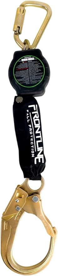 Frontline RPA061R 6' Aramid Web Single Leg SRL with Steel Rebar Hook End | Lightweight, Durable & Compact | Aramid Fiber Webbing Retractable | 310 lbs Capacity | OSHA & ANSI Compliant