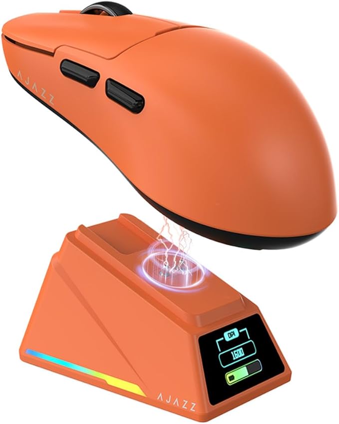 DAIDAI AJAZZ AJ159 APEX Wireless Gaming Mouse 2.4G Wired BT|RGB Magnetic Screen Charging Dock|Lightweight|42K Optical Tracking|400mAh Battery |PAW3950APEX Sensor.