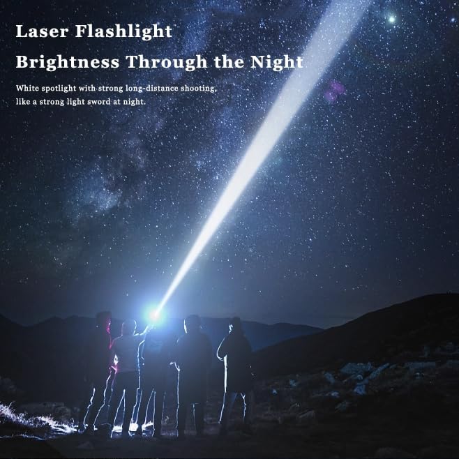 High Power Flashlights, 100000 High Lumen Rechargeable LED Flashlights, 6 Modes, Waterproof and Powerful Flashlights, Suitable for Family Camping and Hiking