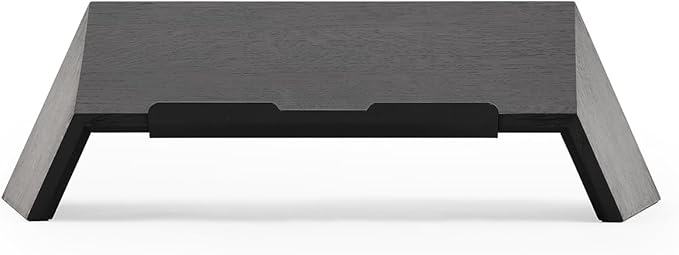 Oakywood Wooden Slanted Laptop Stand for Desk - Convenient Riser & Holder - Ergonomic Wood Stand - 45x22x14cm - for 13-14" Laptops Black