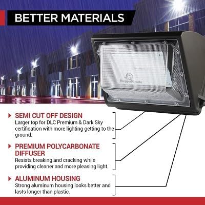 RuggedGrade 100W LED Wall Pack with Photocell - 15,400 Lumens - Durado IV Series - Full Tunable - Color Selectable 3000K/4000K/5000K - Outdoor LED Wall Light - DLC 5.1 Premium