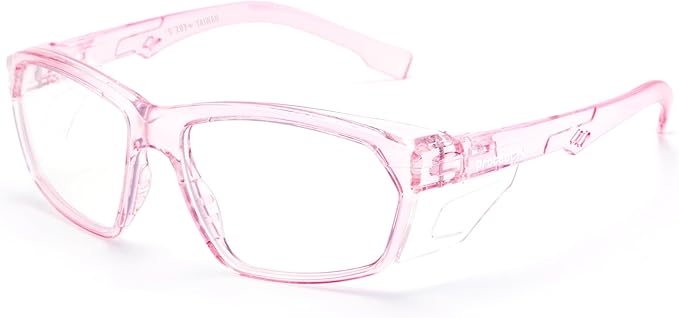 ProtectX Stylish Anti-Fog & Scratch-Resistant Safety Glasses, UV Protection Goggles, Anti-Impact Lightweight Glasses for Men＆Women Pink Clear