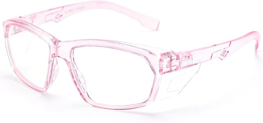 ProtectX Stylish Anti-Fog & Scratch-Resistant Safety Glasses, UV Protection Goggles, Anti-Impact Lightweight Glasses for Men＆Women Pink Clear
