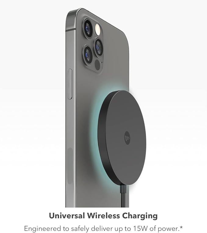 mophie snap+ Wireless Charger - 15W Wireless Charging pad for Qi-Enabled and MagSafe Compatible Devices, compatible with All new iPhones