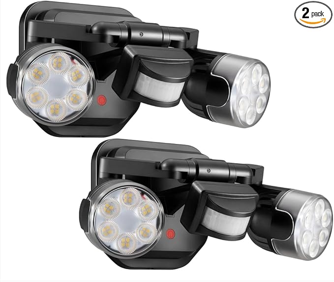 OREiN 2 Pack Motion Sensor Outdoor Lights, 450° Superwide Adjustment Dimmable Dusk to Dawn Flood Lights Outdoor, 5000K 12W=150W Outside LED Security Lights, IP65, Black (Hardwired)