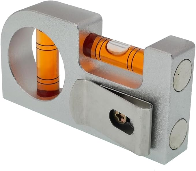 Solid aluminum alloy Mini level ruler portable mini level bubble meter with magnetic function TV stand installation (Silver Red)