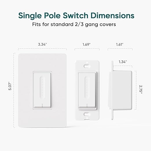 [New Version] TREATLIFE Smart Dimmer Switch, 2.4GHz WiFi Single-Pole Dimmable Smart Light Switch Compatible with Alexa, Google Home, Sleep/Wake Timer, Customizable Indicator, Neutral Wire Required