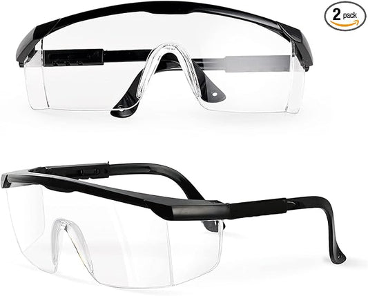 PACIFIC PPE 2 Pack Safety Glasses for Men and Women, ANSI Z87 Anti-fog Eyewear with Scratch Resistant Clear Wraparound Lenses, Adjustable Lab Goggles, UV Protection