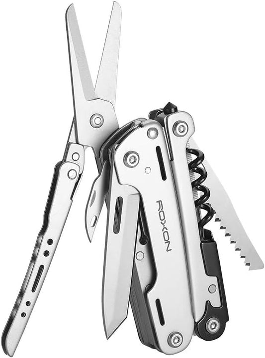 ROXON S801S STORM 19 in 1 multitool pliers EDC for Camping, Outdoor with Lockable Saw Blade with Nylon Case (S801S)