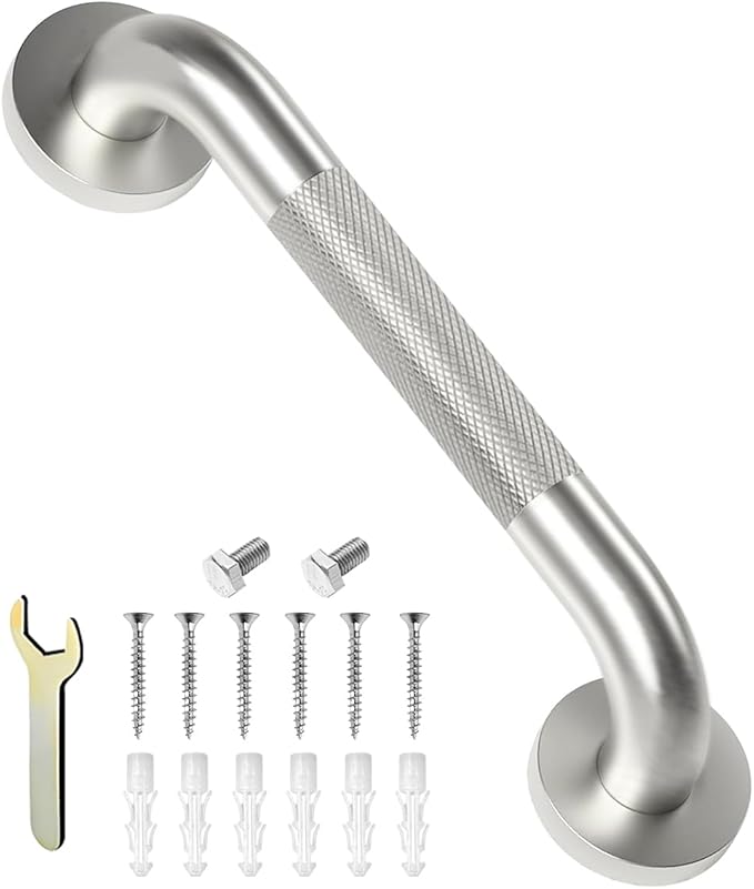 Shower Grab Bar for Seniors 12'' Stainless Steel Safety Grab Bars for Bathtub and Shower Anti-Slip Grip Shower Handle