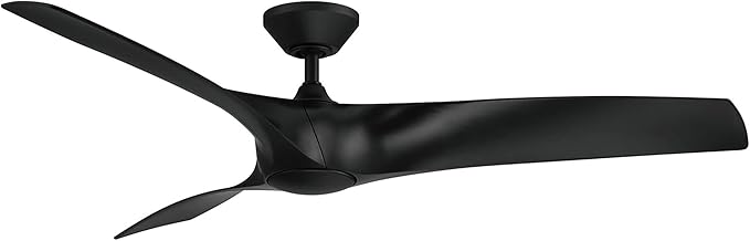 Zephyr Smart Indoor and Outdoor 3-Blade Ceiling Fan 62in Matte Black with Adjustable CCT 2700K-3000K-4000K-5000K LED Light Kit and Remote Control works with Alexa, and iOS or Android App