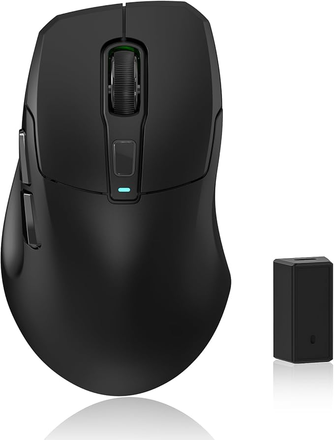 Wireless Gaming Mouse, 26000 DPI, 8K Polling Rate, Tri-Mode 2.4GHz/USB-C/Bluetooth Ergonomic Mouse with Web-Driven, Ice-Cooling Coating, Rechargeable Gaming Mice for Laptop/PC/Mac/Xbox, Black