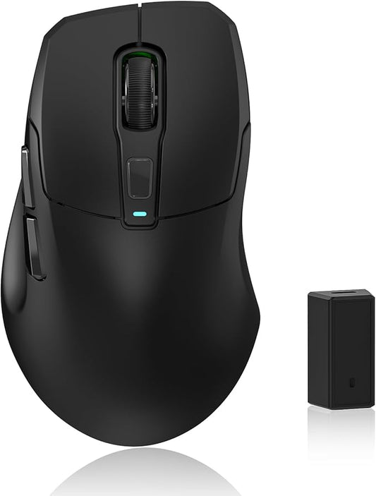 Wireless Gaming Mouse, 26000 DPI, 8K Polling Rate, Tri-Mode 2.4GHz/USB-C/Bluetooth Ergonomic Mouse with Web-Driven, Ice-Cooling Coating, Rechargeable Gaming Mice for Laptop/PC/Mac/Xbox, Black