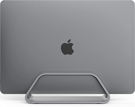 HumanCentric Vertical Laptop Stand Compatible with MacBook Pro and MacBook Air, Holder for Personal Computer Desk Stand, Aluminium, Exchangeable Inserts to Fit Different Device Models, Space Grey