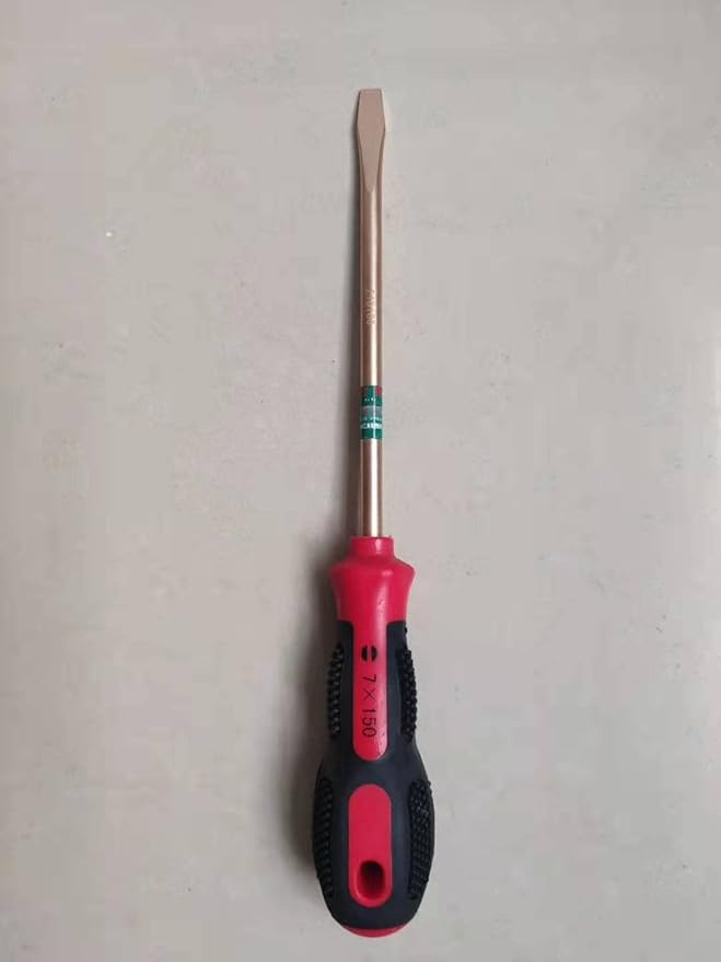 Non Sparking Beryllium Bronze Copper Flat Screwdriver 10mm (25/64 Inch) Flat Head, Length 300mm (11-13/16 Inch)