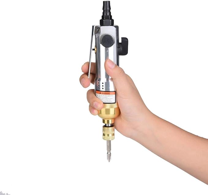 Akozon 1/4" Pneumatic Screwdriver, 8000-10500rpm Reversible Straight Hand Screw Driver for Industry Machine