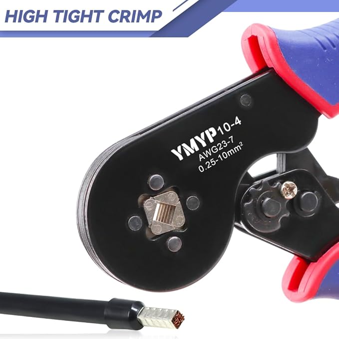 Ferrule Crimping Tool AWG 23-7, Square Crimper for End-Sleeves Terminal - Self-Adjusting Racheting Tool