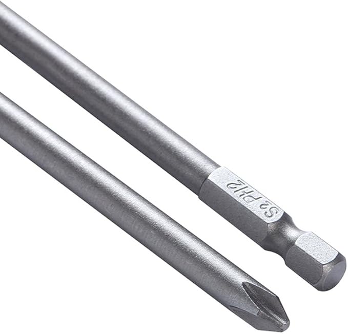 Rocaris 6 in Phillips Screwdriver Bit Sets 1/4 Inch Hex Shank Magnetic Screwdriver Bits Cross Head S2 Steel Screwdriver Bits 10 Pack