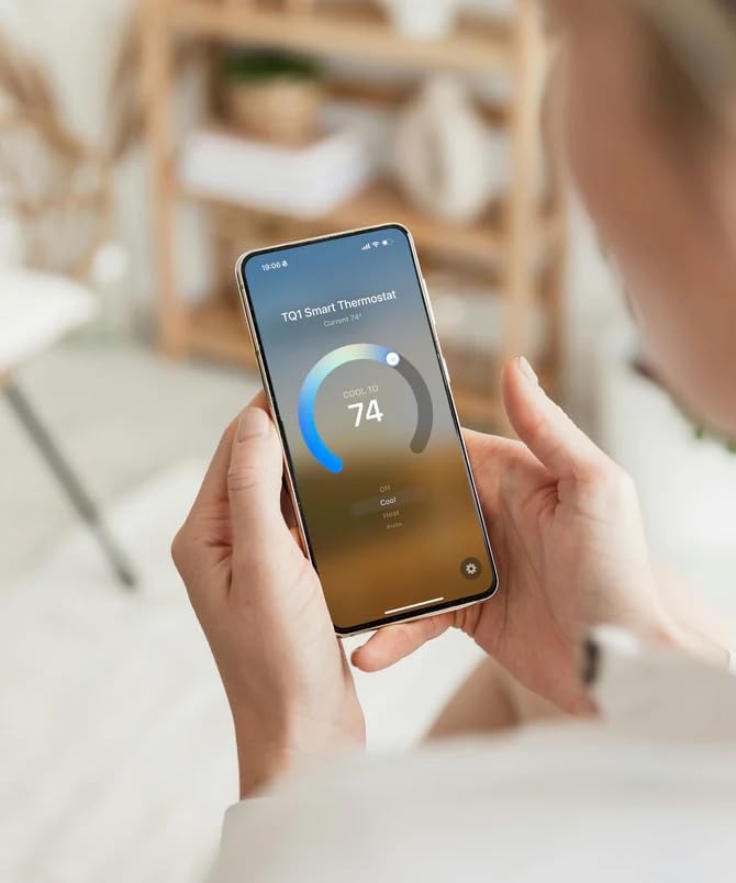 Lux TQ1 Smart Digital Thermostat for Home, Programmable WiFi with Matter Protocol for Temperature Control, DIY Install, C-Wire or Power Bridge Required - Works with Apple Home and Google Home