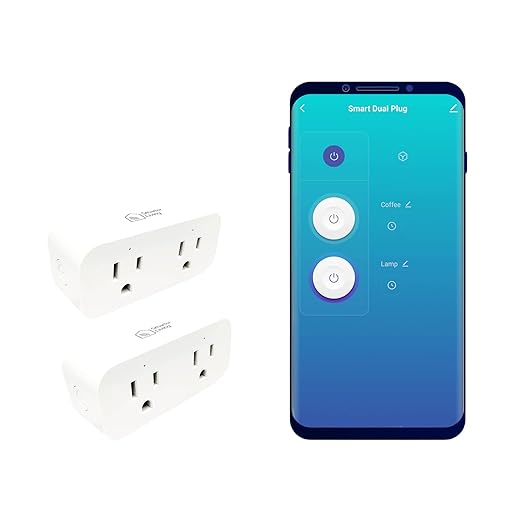 Smarter Living - Dual Socket WiFi Smart Plug (2 Pack), Voice Control with Alexa & Google Home, Works with Smart Life and Tuya, 15amp 1800 Watts, No Hub Required, Supports All WiFi Networks