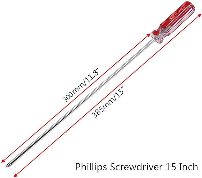 Phillips 12 Inch Long Magnetic Tip Screwdriver - Extra Long Shank Cross Head Screwdriver