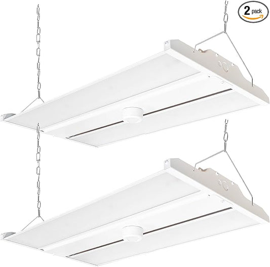 2FT LED Linear High Bay Fixture with Motion Sensor, 155W LED Shop Light, 20,925lm 135LM/W, 120-277V, 5000K Daylight Linear Hanging Light, UL&DLC Listed - 2PK