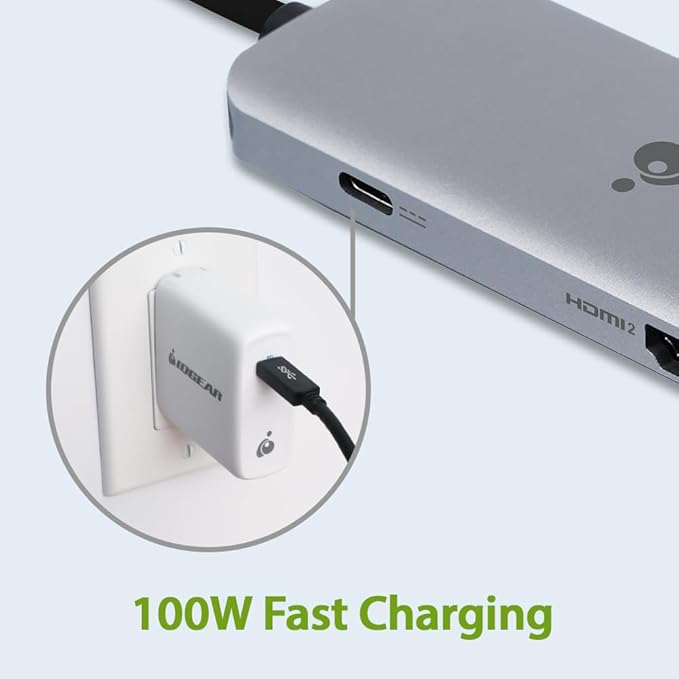 IOGEAR USB-C 6-in-1 Travel Dock 8K Single Monitor Nano Dock Pro Up to 4K in Dual Display Mode, Dual Monitors Thunderbolt 3 4 Compatible for Laptop GUD3C8K2P