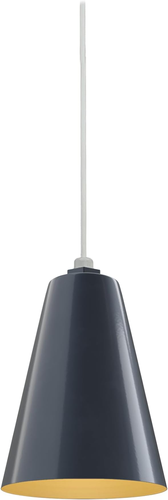 Steel Lighting Co. Laurel Pendant Light | Ceiling Mounted | 8.5 inch Cone Shade | Modern Contemporary Farmhouse Style Made in America | White Cord | Gray Blue Exterior/Brass Interior