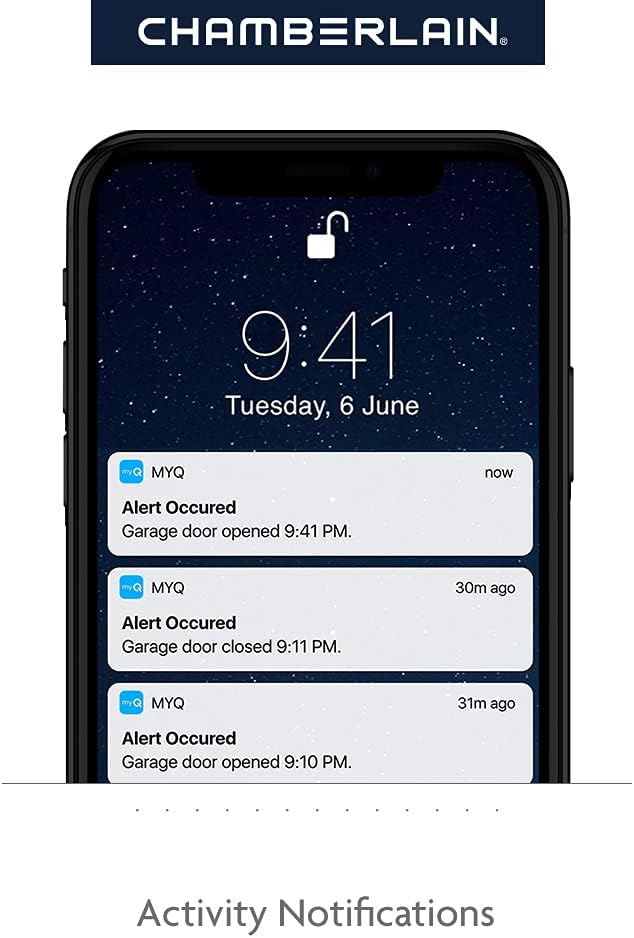 Chamberlain B6713T Smart Advanced Corner LED Lighting-myQ Smartphone Controlled-Ultra Quiet, Strong Belt Drive & MAX Lifting Power, Blue Garage Door Opener