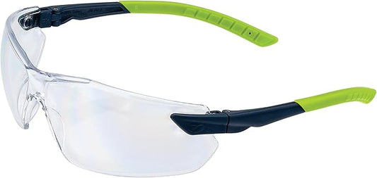 Veratti Toretto Safety Glasses, Anti-Fog Clear Lens, ANSI Z87.1 Certified, Gray/Green Frame, Affordable Eyewear