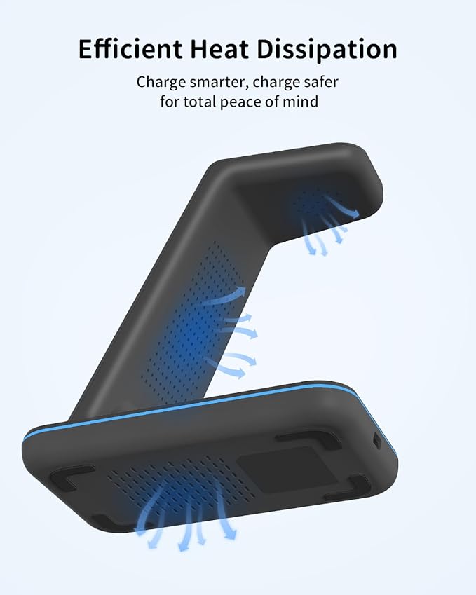 Wireless Charger for iPhone Charging Station: 3 in 1 Phone Charger Stand for iPhone 16/15/14/13/12/11/SE/X Pro Max Plus - Apple Watch Ultra/10/9/8/SE/7/6/5/4/3 - AirPods 2/3/4 Pro