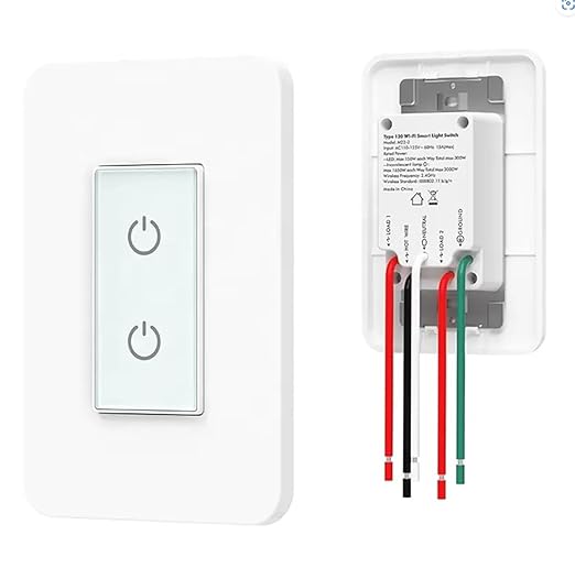 Nexete Smart Dual Light Switch - 2 in 1 Single Pole, Remote Voice Control, Smart Life App Compatible With Alexa Google Assistant, 2.4GHz Wi-Fi, Neutral Wire Required, White