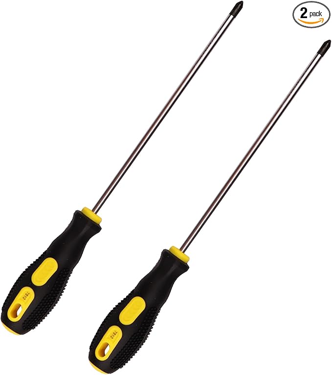 Phillips Screwdriver 8 inch long Screwdrivers Length Shank Screwdriver Magnetic Tip PH2 Cross Head Screwdrivers 2Pcs （8 Inch Shaft）