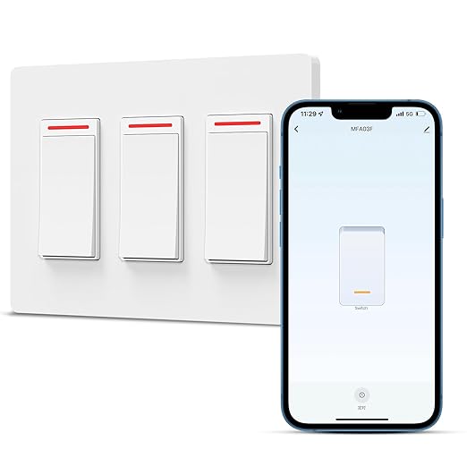 Milfra 3Gang Smart Light Switch Single-Pole 2.4GHz WiFi,2024 New Model 10A,Works with Siri, Alexa and Google Home,Voice and Remote Control,Neutral Wire Required,No Hub Required