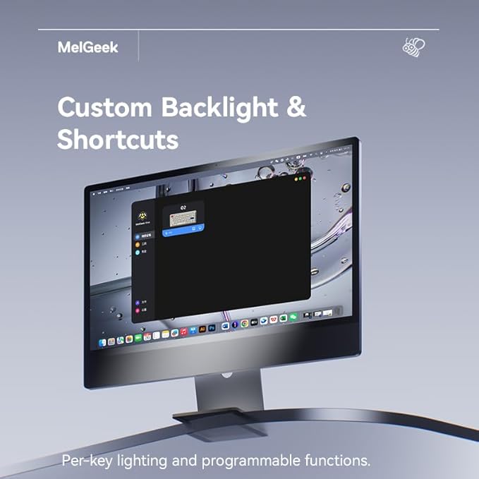 MelGeek O2 Wireless Mechanical Quiet Keyboard for Work, 75% Compact Office Keyboard, Low Profile, with Hot-Swappable and Pre-lubed Linear Switches,Bluetooth/2.4 GHz/USB-C for Mac Windows Linux