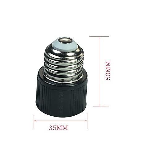 Light Bulb Outlet Socket Adapter, E26/E27 3 Prong Polarized Screw in Outlet to Plug Converter for Porch Patio Garage, Black(2pack)