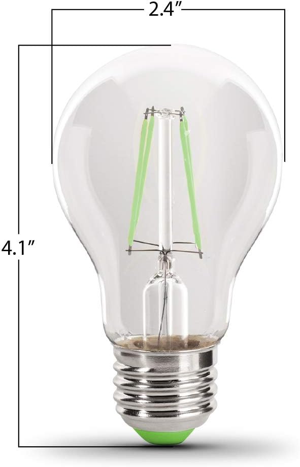 Feit Electric A19/TG/LED/6 25W Equivalent Dimmable Clear Glass Filament Colored LED Light Bulbs, Green, 6-Pack, 2.4" D x 4" H