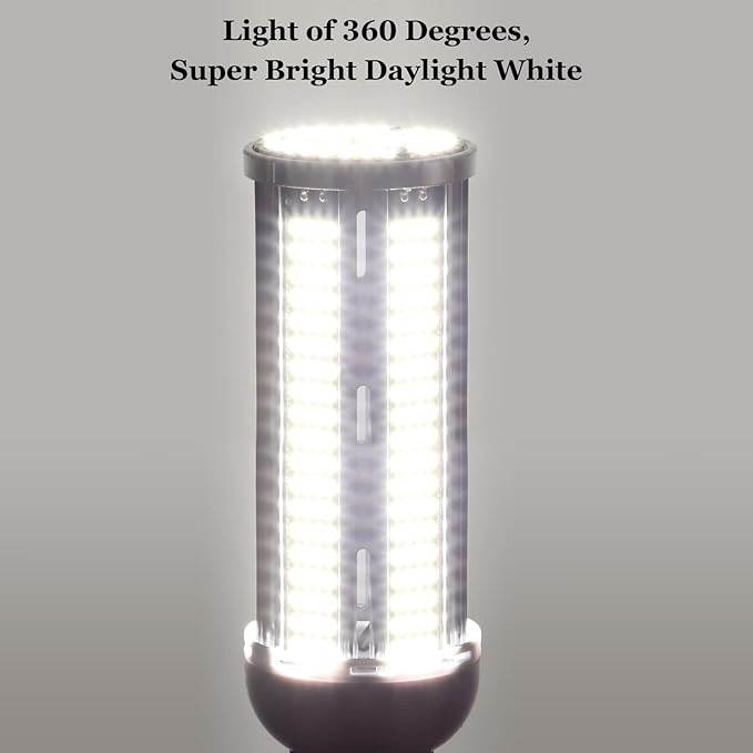 LED Corn Light Bulb 600W Equivalent 7000 Lumen 5000K Daylight White 50W E26/E27 Medium Base Non-dimmable Corn Lighting for Home Garage Warehouse Indoor LED Corn Bulbs Pack of 2