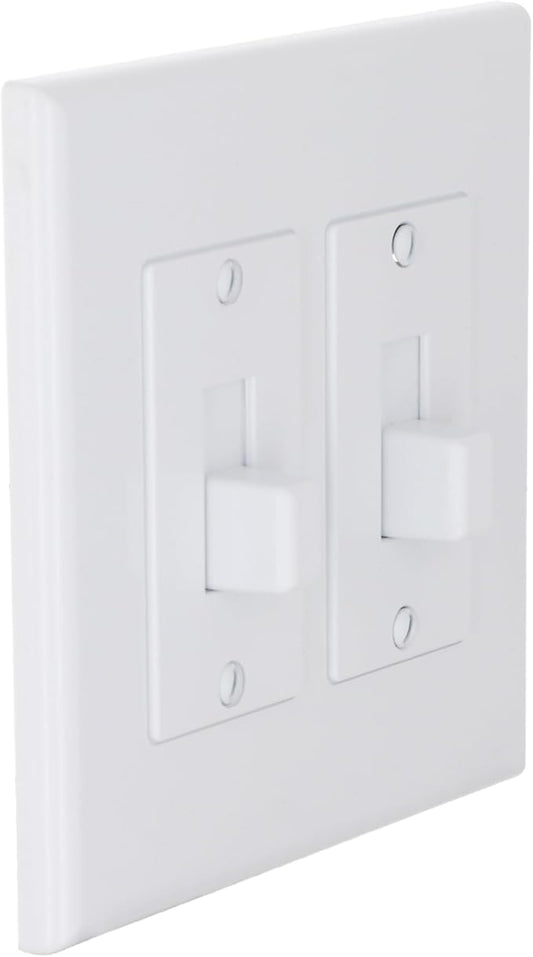 TayMac 2672W 2-Gang MASQUE Decorator Cover, Toggle, White