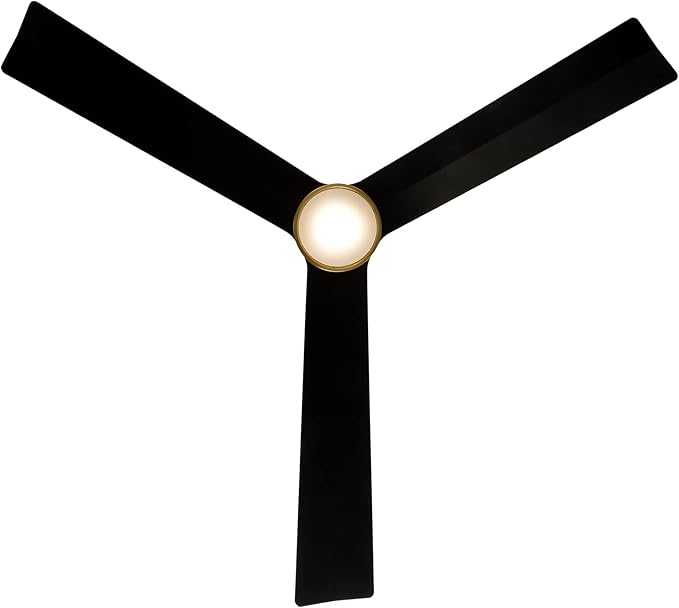 Clean Indoor and Outdoor 3-Blade Smart Home Ceiling Fan 52in Soft Brass Matte Black with 3000K LED Light Kit and Remote Control works with Alexa and iOS or Android App