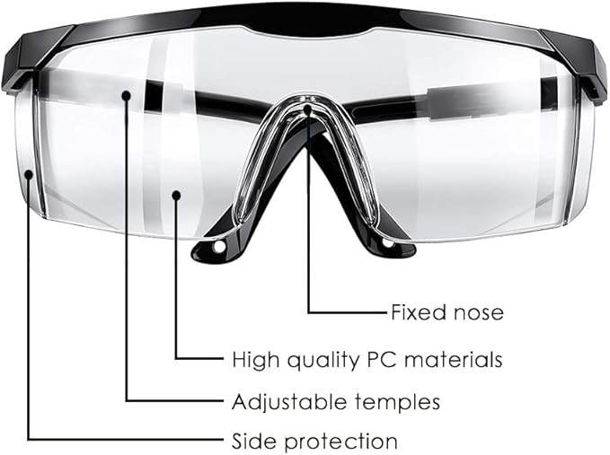 Safety Glasses, 5PCS Adjustable Wide-Vision Protective Glasses, Lightweight Fog-Proof Safety Goggles