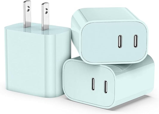 USB C Charger,Dual Port USB C Fast Charging Block，Type C Wall Charger Plug for iPhone 15/14/13/12/11/ Pro Max/Plus/Xs Max/XR/X,iPad Pro/Samsung Galaxy(20W)