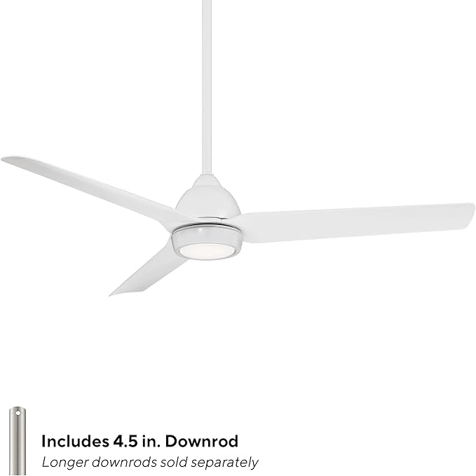 WAC Smart Fans Mocha Indoor and Outdoor 3-Blade Smart Home Ceiling Fan 54in Matte White with 3000K LED Light Kit and Remote Control works with Alexa and iOS or Android App