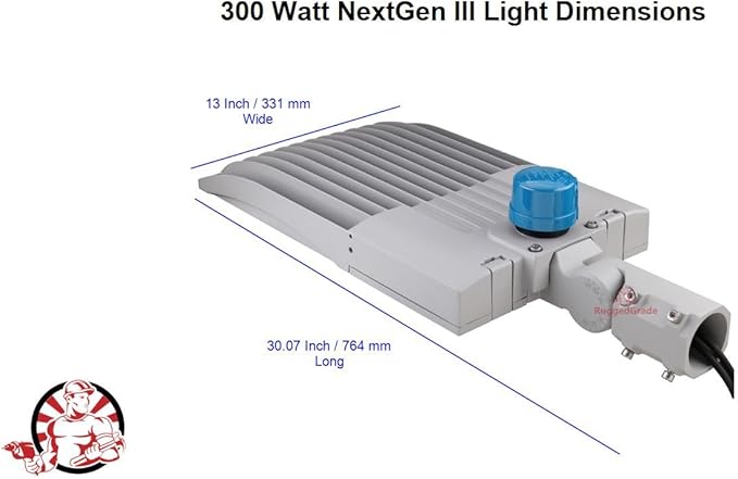 42,000 Lumen - 300 watt NextGen III LED Shoebox Lights - Dimmable - with Photocell - Slip FIT Mount - 10KV Surge - White Housing