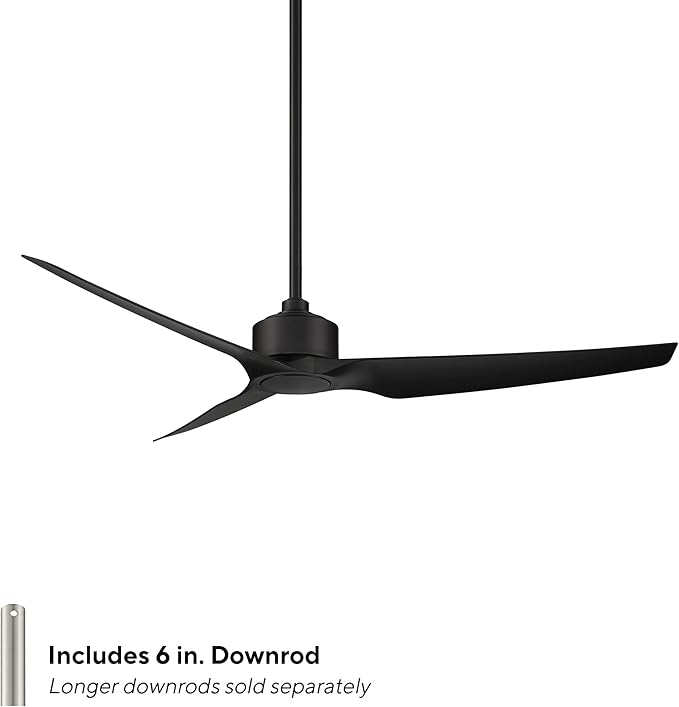 WAC Smart Fans Stella Indoor and Outdoor 3-Blade Smart Home Ceiling Fan 60in Matte Black with Remote Control works with Alexa and iOS or Android App (NO LED LIGHT KIT)