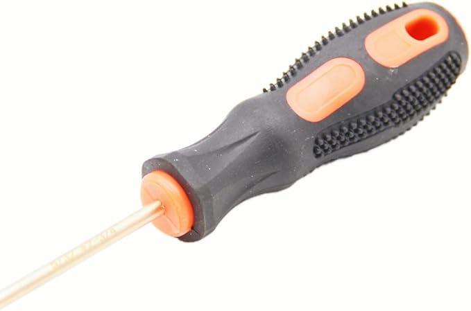 Non-Sparking 5/32 Inch (4mm) Flat Screwdriver flat head, Beryllium Bronze Non Spark, 3 Inch (75mm) Working Length, 6-1/4 inch Total Length, Spark Free Safety, non-magnetic, corrosion-resistant
