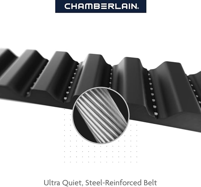 Chamberlain B6713T Smart Advanced Corner LED Lighting-myQ Smartphone Controlled-Ultra Quiet, Strong Belt Drive & MAX Lifting Power, Blue Garage Door Opener